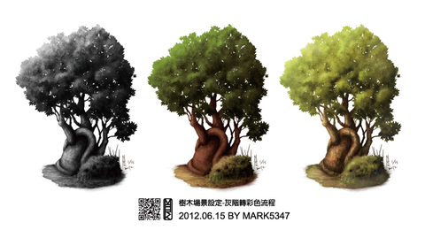 樹-場景設定-灰階轉彩色流程