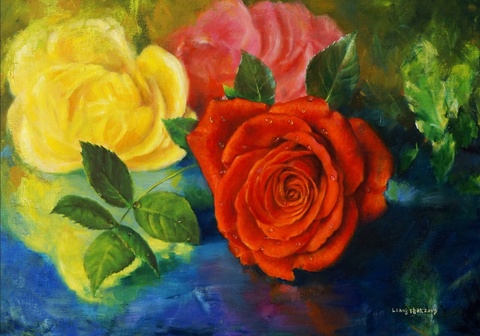 梁培政油畫靜物玫瑰花寫實作品教學欣賞 oil painting still life rose roses